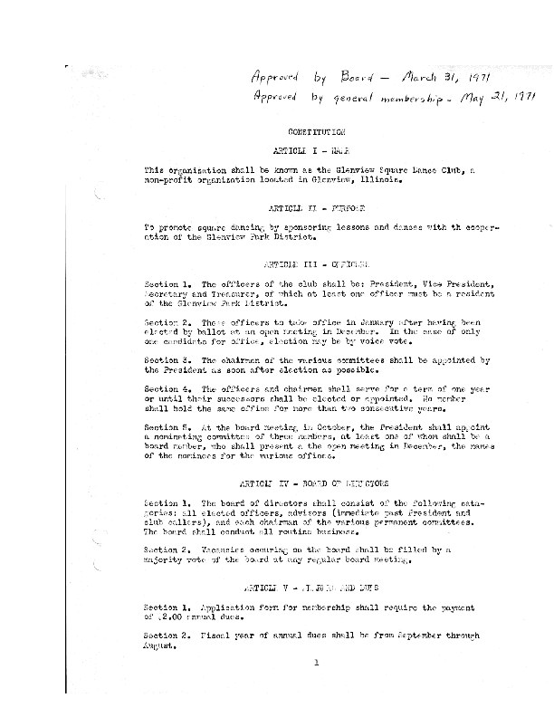 Revised Constitution May 21, 1971 Page 1