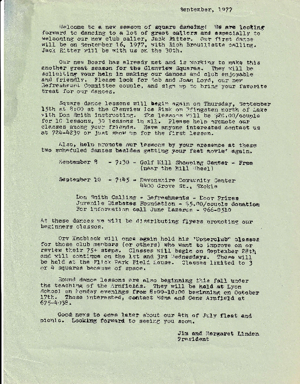 Letter to Members September 1977