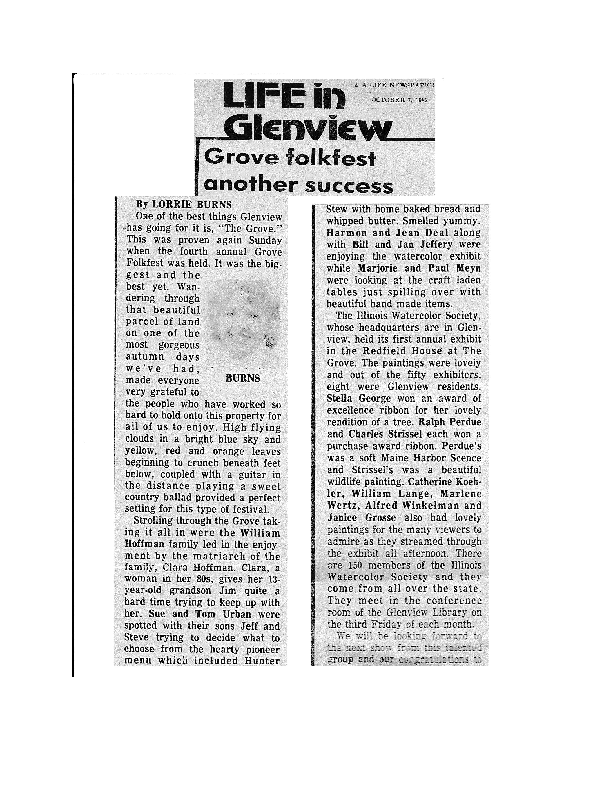 Newspaper Article - Grove Fest 1982 Page 1