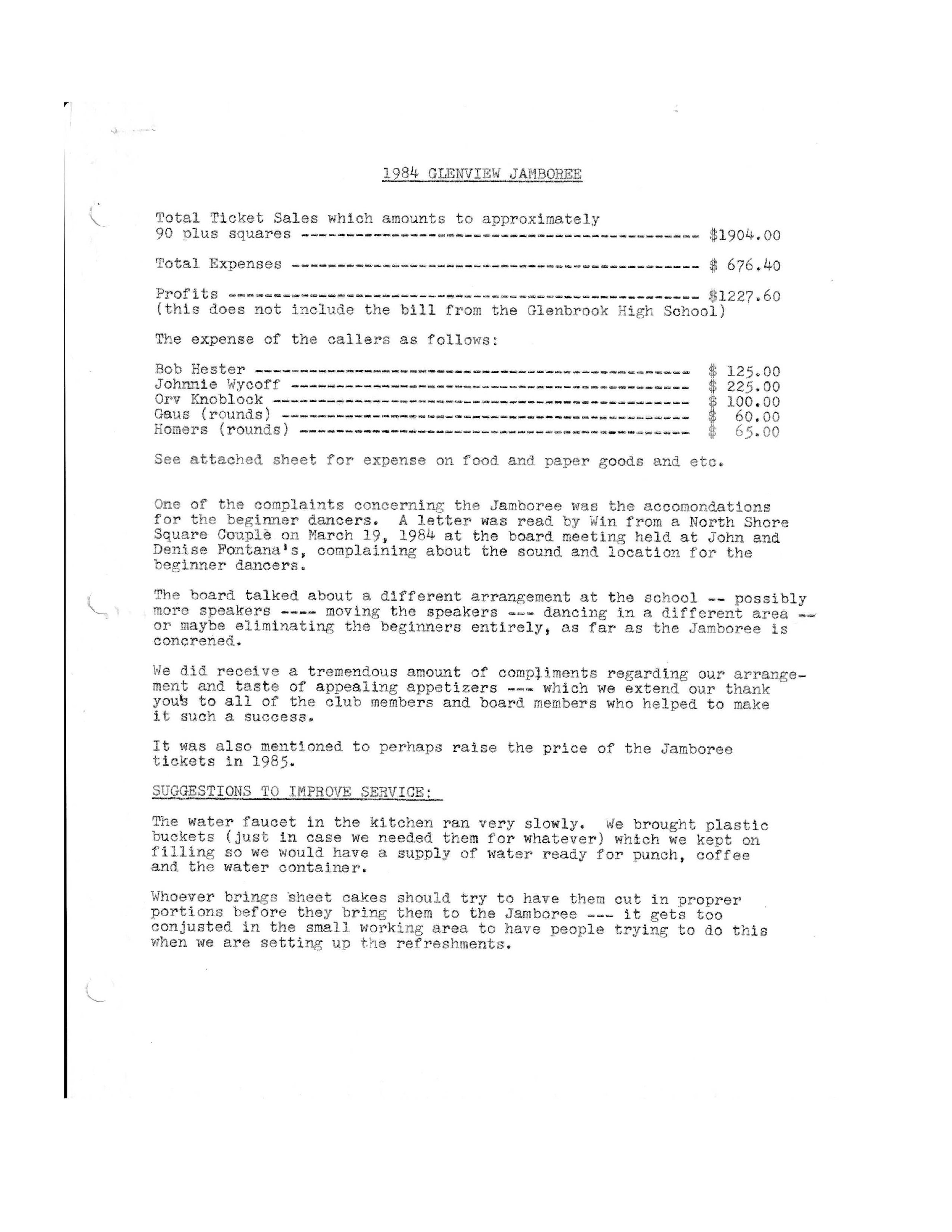 1984 Jamboree Income &amp; Expenses Page 1