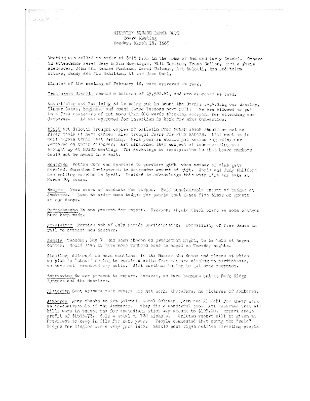 GVS Board Meeting March 1985 Page 1