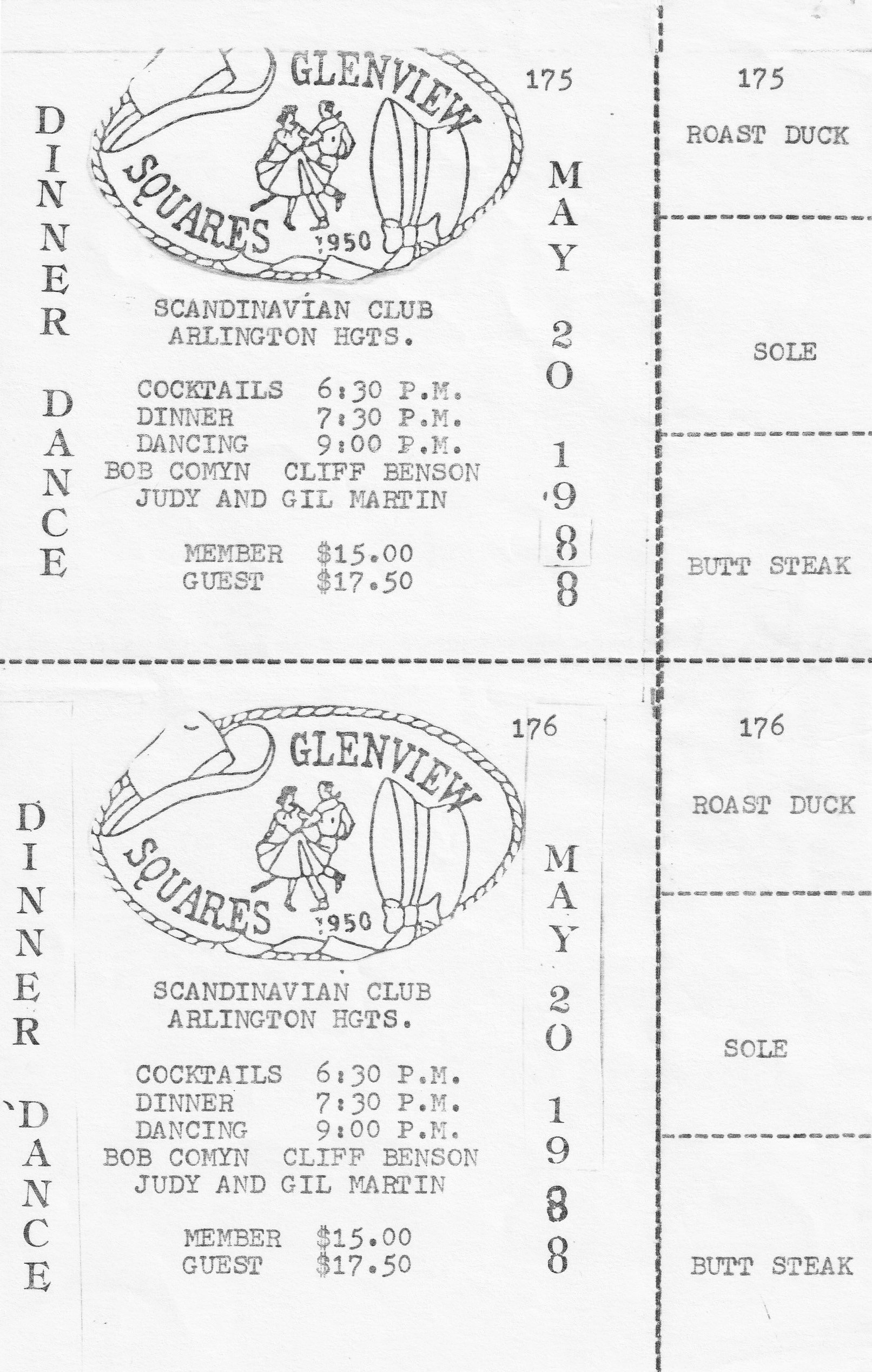 Dinner Dance Ticket May 20, 1988