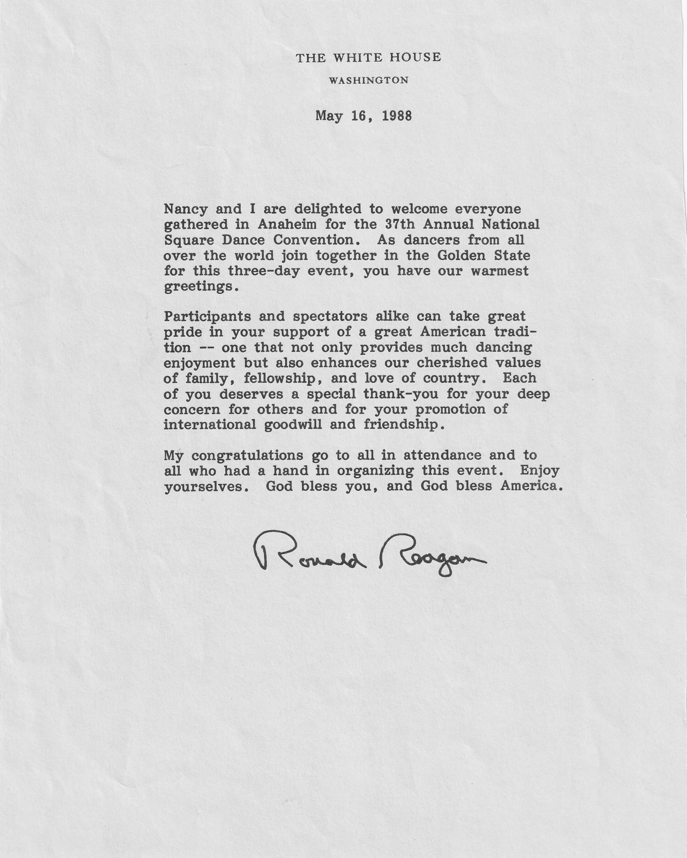 White House Letter May 1988