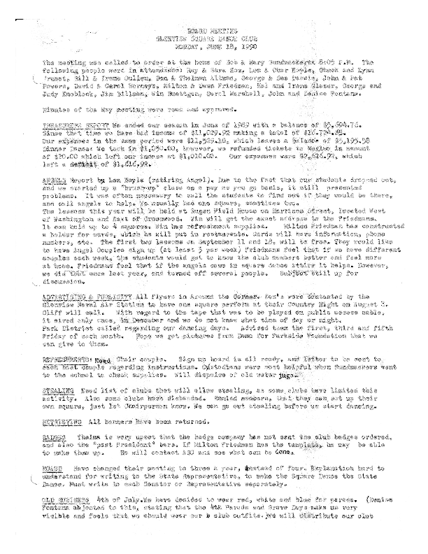 Board Meeting Minutes June 1990 Page 1