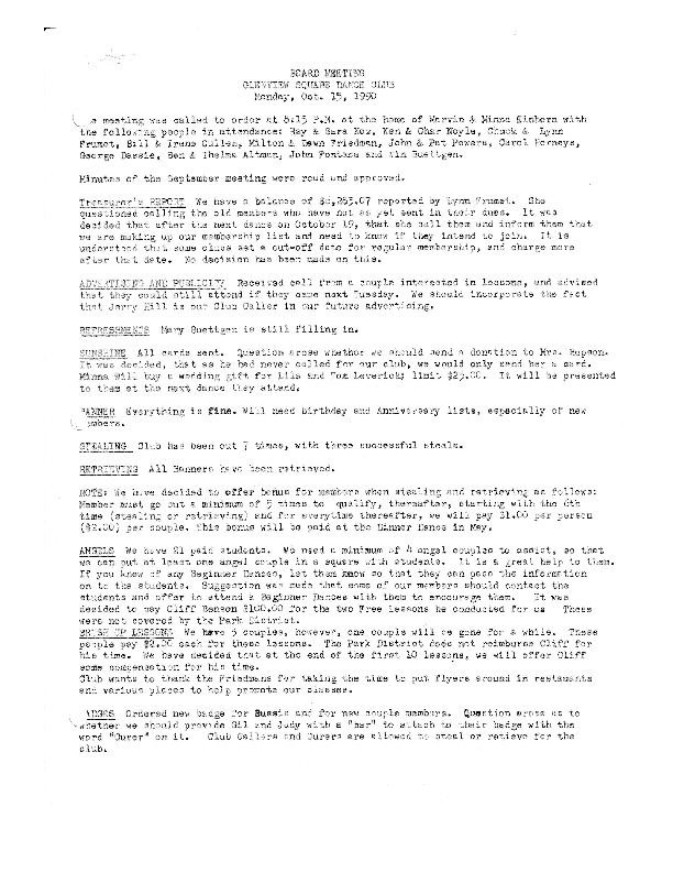 Board Meeting Minutes October 1990 Page 1