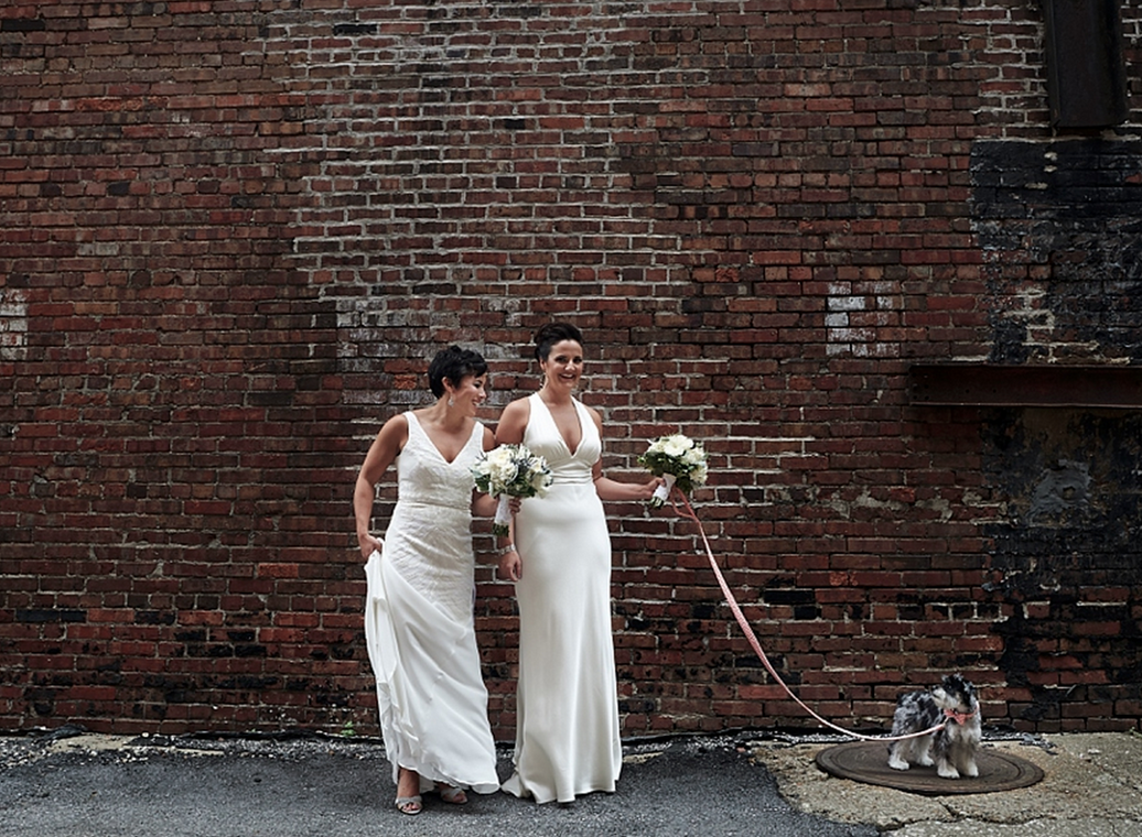 Real Wedding: Stacy + Kelsey :: Food-Truck Art District Wedding in Nicole Miller