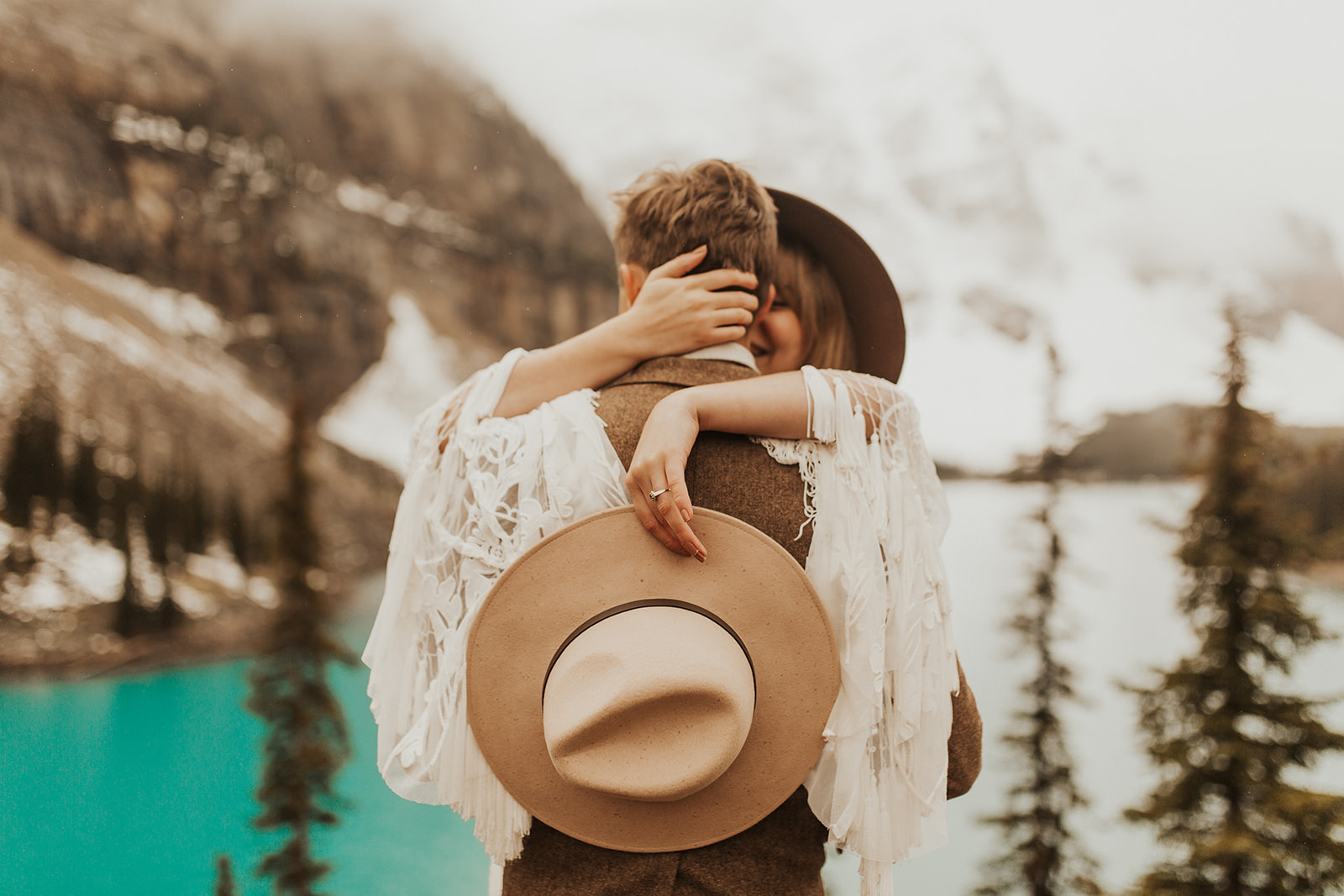 Banff Elopement l Lake Moraine Elopement l Vintage Bolo Tie l Pampas Grass Boho Boquet l Rue Design Wedding Dress l Banff Wedding Photographer l Destination Wedding Photographer l Katy Rose Photo_-203.jpg