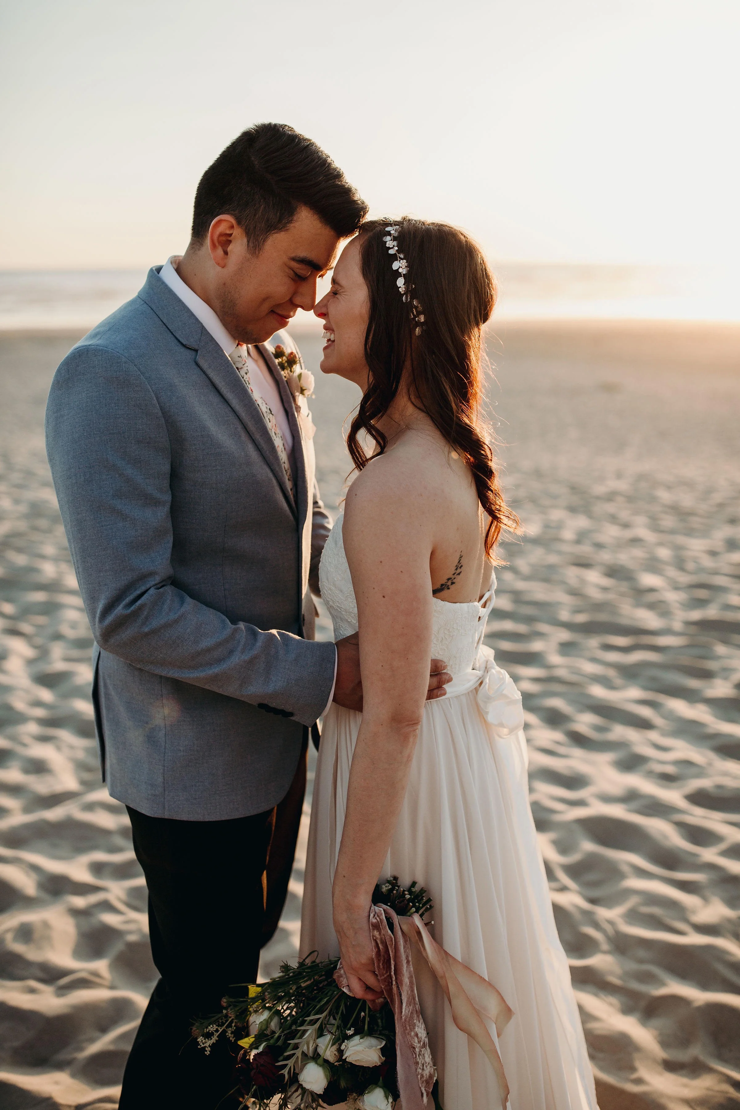 Real Wedding: Becca + Ryan :: Romantic Beach Wedding in Truvelle Gown