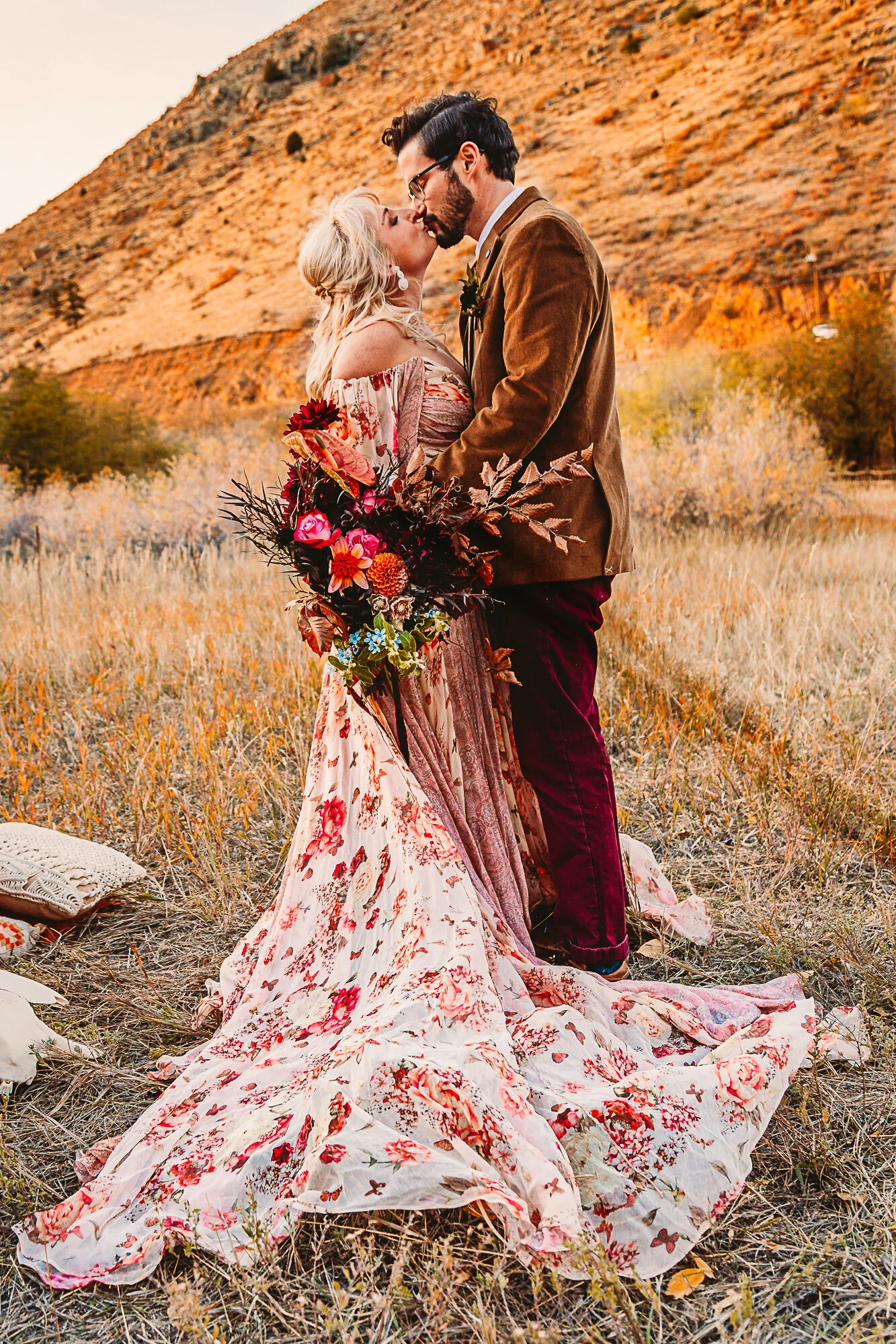 Western Boho Styled Elopement in Rue De Seine Gown