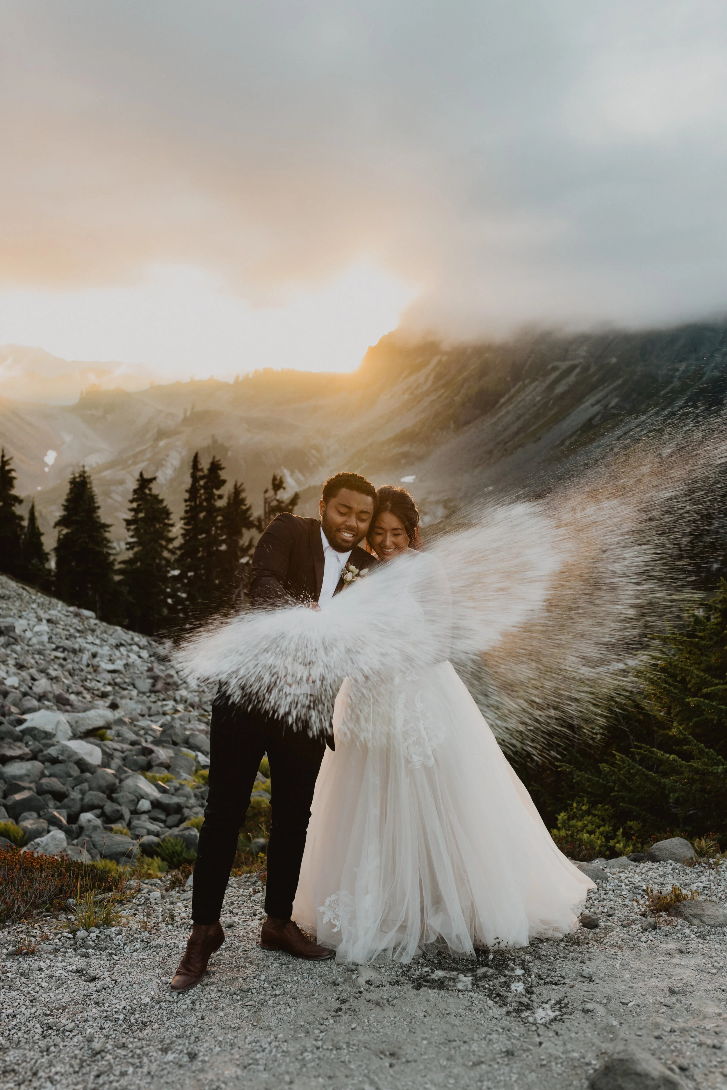 Romantic Mountain Elopement Inspo in Willowby Gown