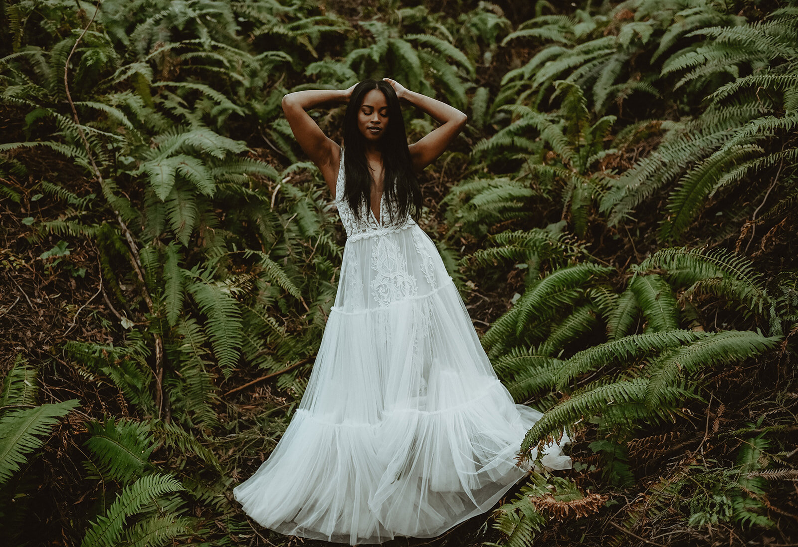  Styled bridal session with Emily Noelle Photography in the Made With Love River Wedding dress at the Hoyt Arboretum in Portland, Oregon 