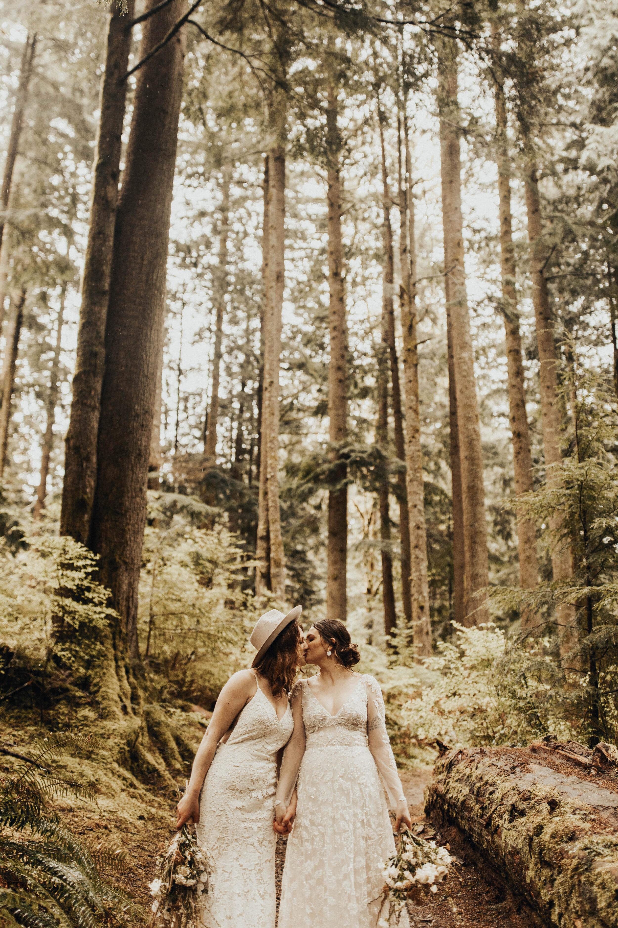  Styled LGBTQIA wedding elopement in Alena Leena Gingko wedding dress in North Bend Oregon photographed by Devoted and Wild 