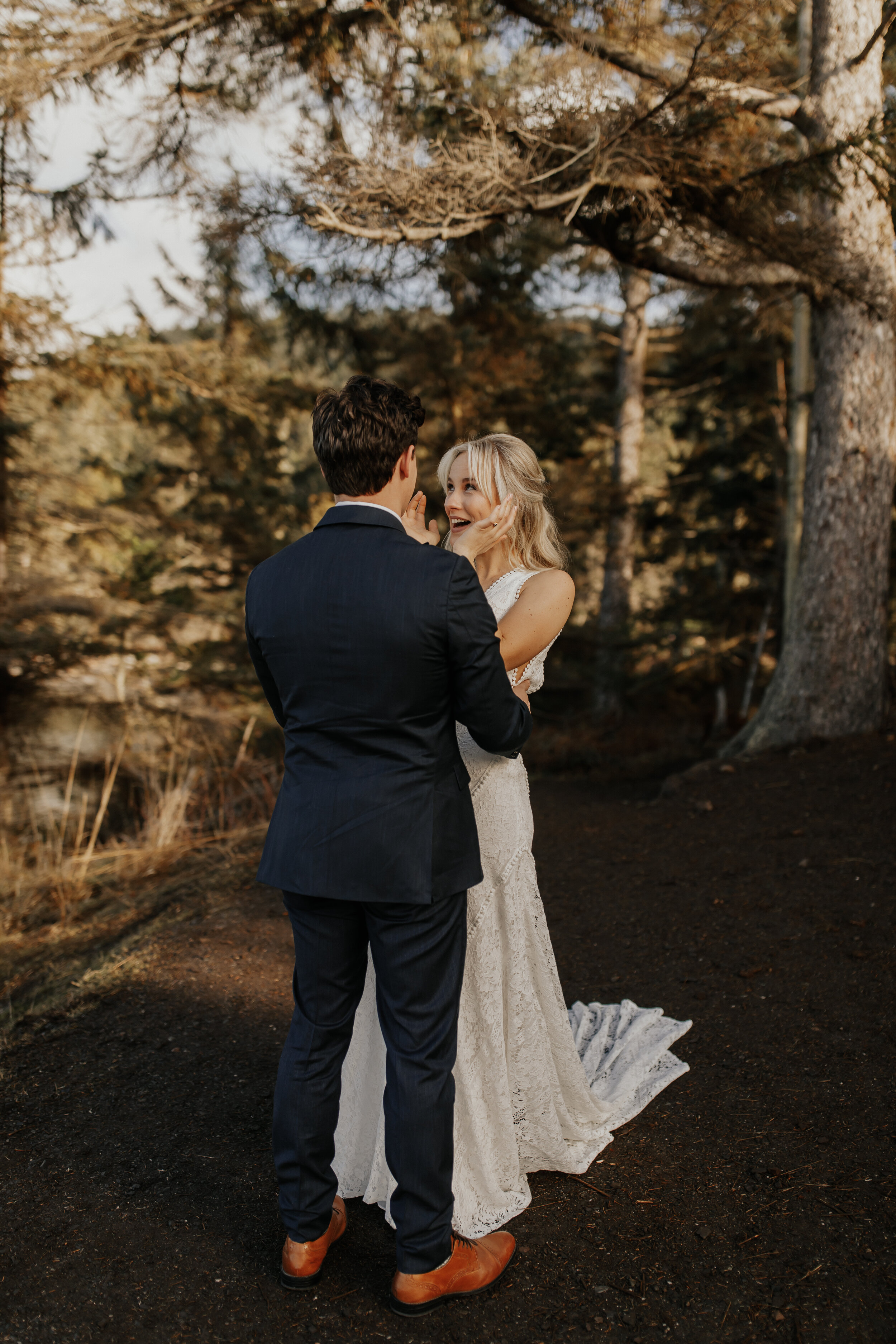  Georgie and Peyton’s Cannon Beach elopement in Rish Rio wedding dress 