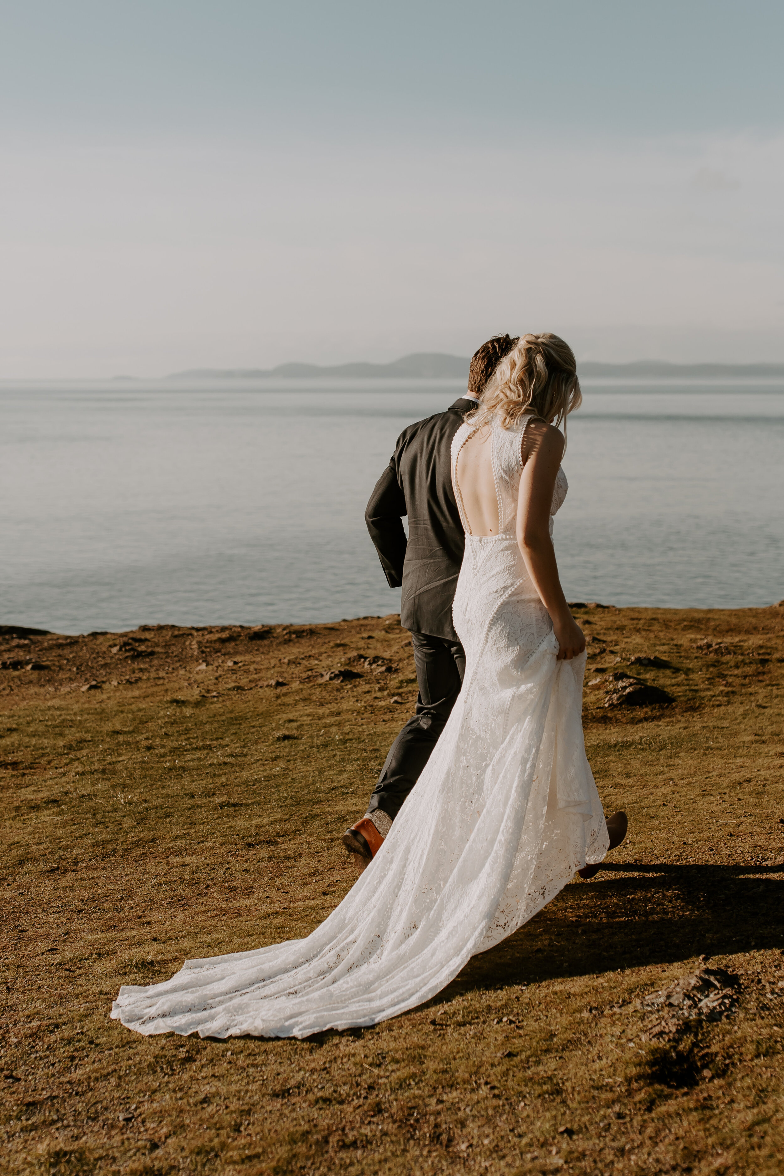  Georgie and Peyton’s Cannon Beach elopement in Rish Rio wedding dress 