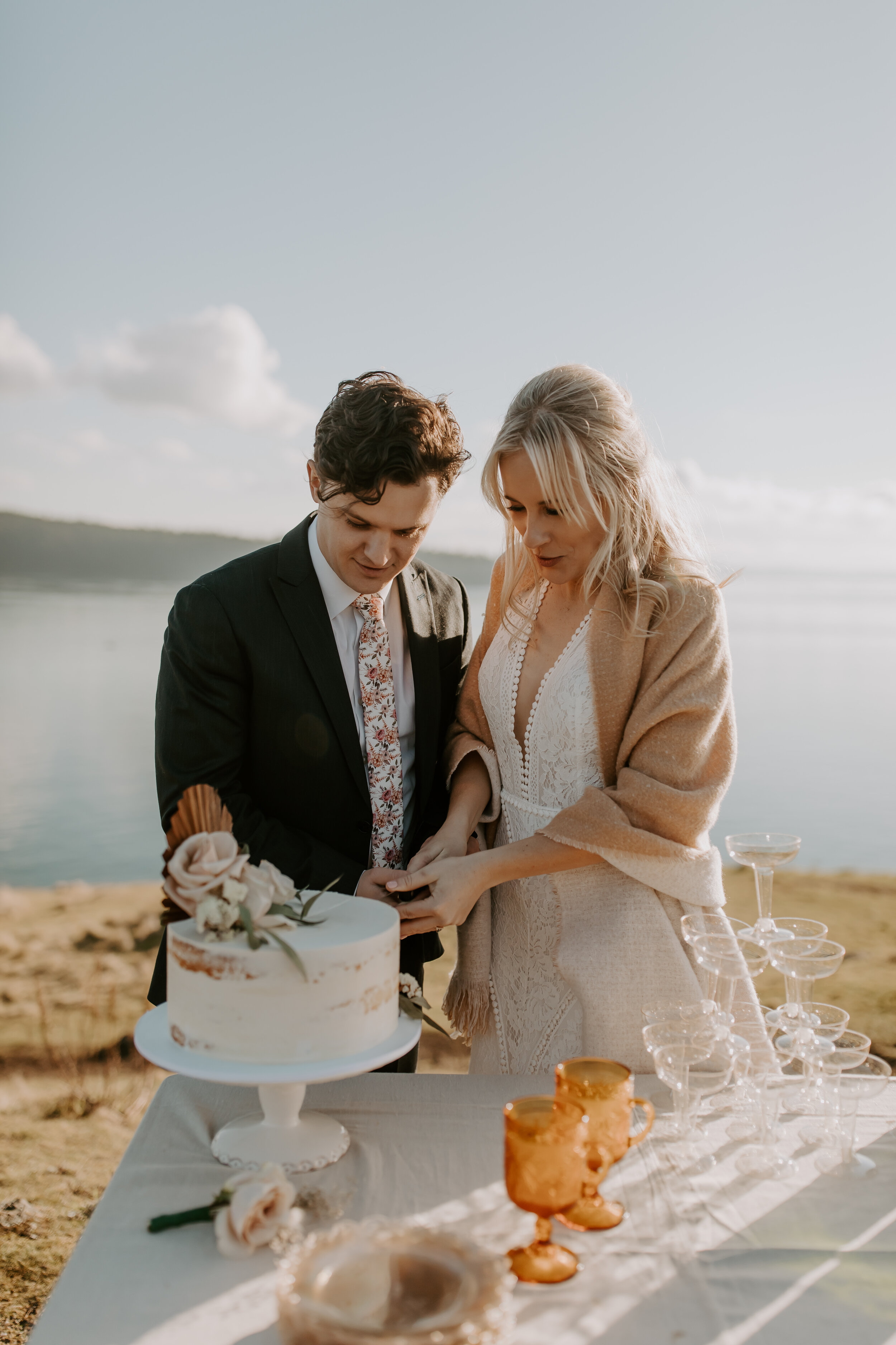  Georgie and Peyton’s Cannon Beach elopement in Rish Rio wedding dress 