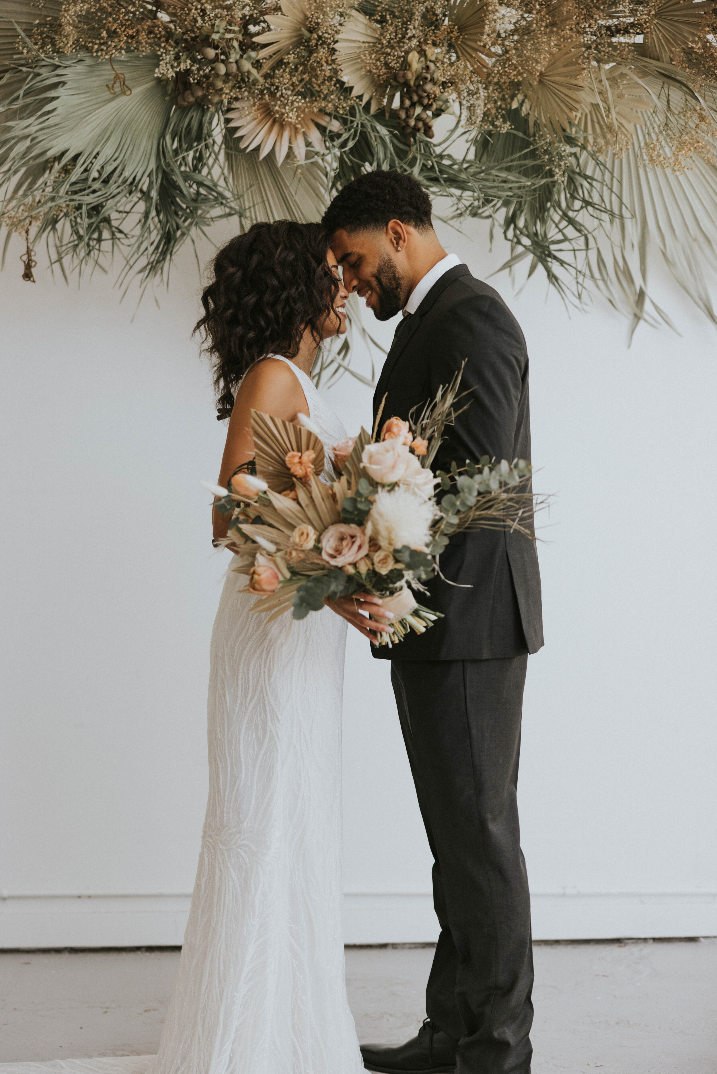  Modern styled wedding shoot in Made with Love Ryder wedding dress at 210 Studio + Events in Seattle, Washington. 