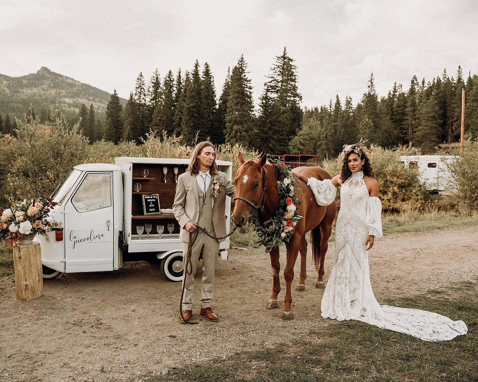  Rue de Seine Golden Rhapsody Bishop wedding dress for a boho ranch wedding styled shoot inspiration 