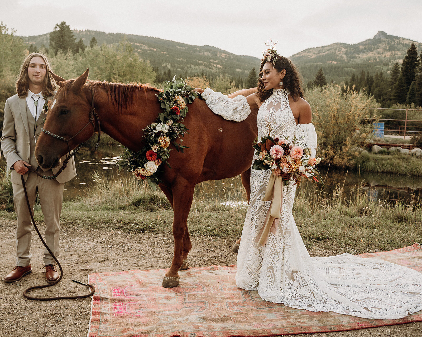  Rue de Seine Golden Rhapsody Bishop wedding dress for a boho ranch wedding styled shoot inspiration 