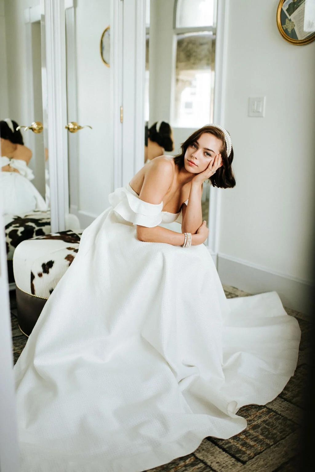  Brides of Austin wedding magazine featuring Alena Leena Mimosa wedding dress at The Driskill from a&amp;bé bridal shop in Austin, Texas, an official Alena Leena bridal retailer 