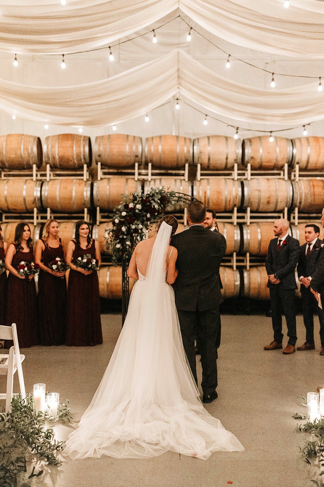 fall winery wedding inspiration featuring truvelle wedding dress