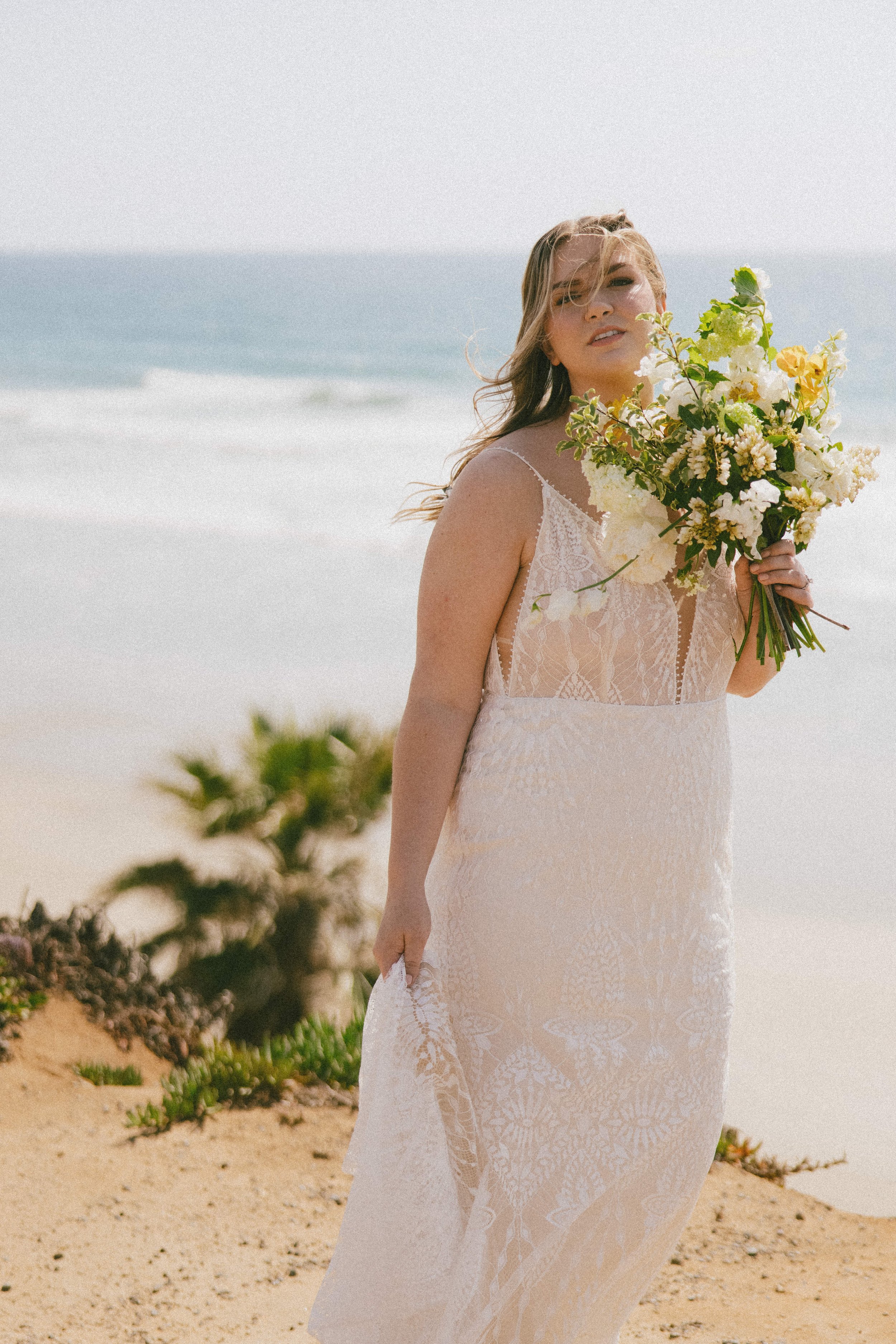 beach wedding inspiration in a plus size wedding dress by rish