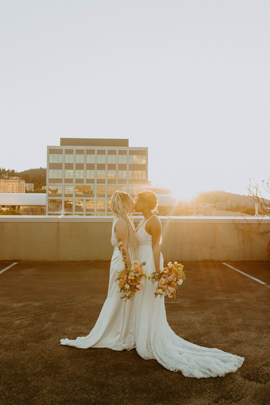 rooftop wedding inspiration featuring made with love and the label wedding dresses