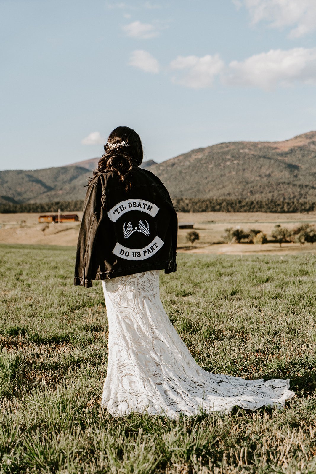 boho bridal jacket inspiration featuring willowby wedding dress