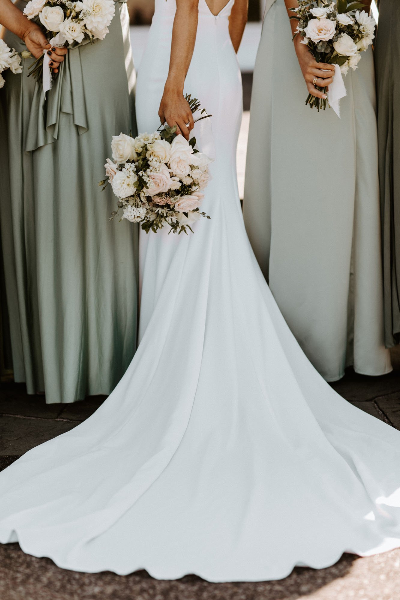 modern crepe fitted wedding dress inspiration featuring alyssa kristin wedding dress