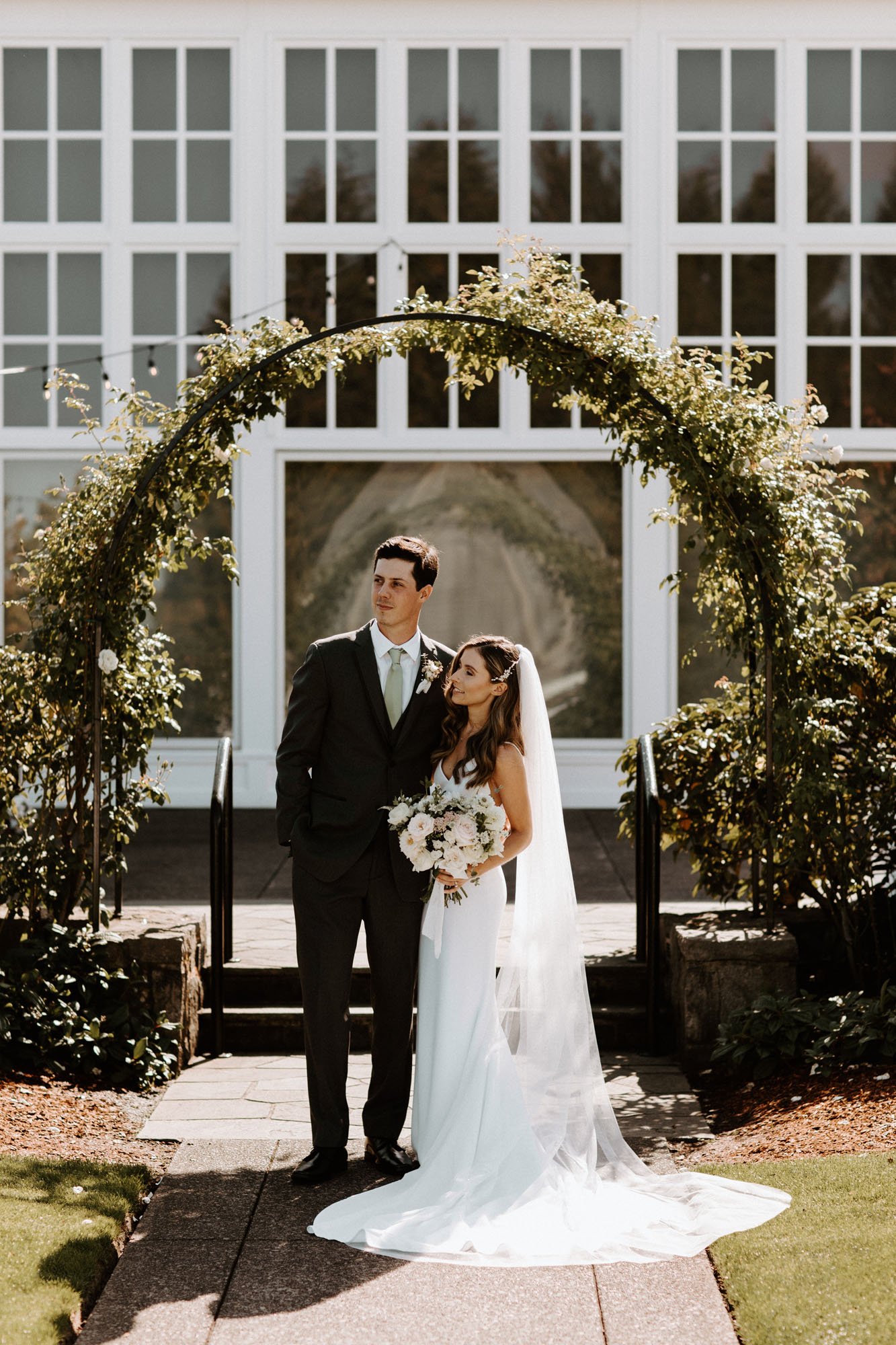 modern country club wedding inspiration featuring emery by alyssa kristin crepe fitted wedding dress