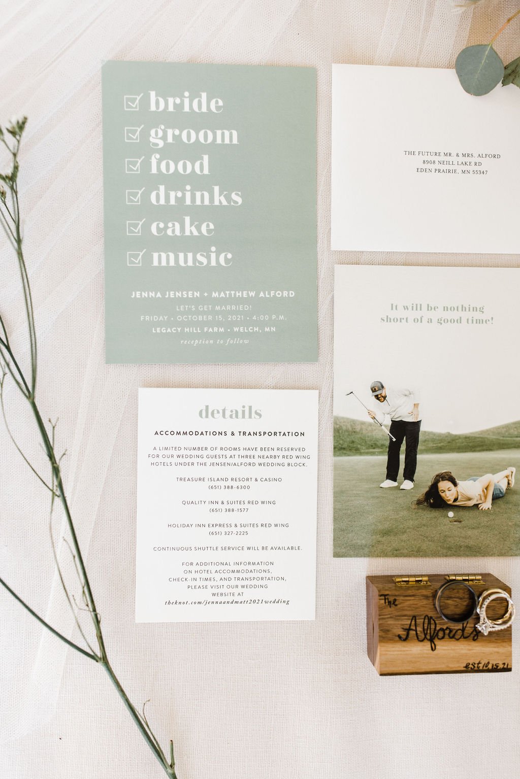 clean and modern wedding invitation details
