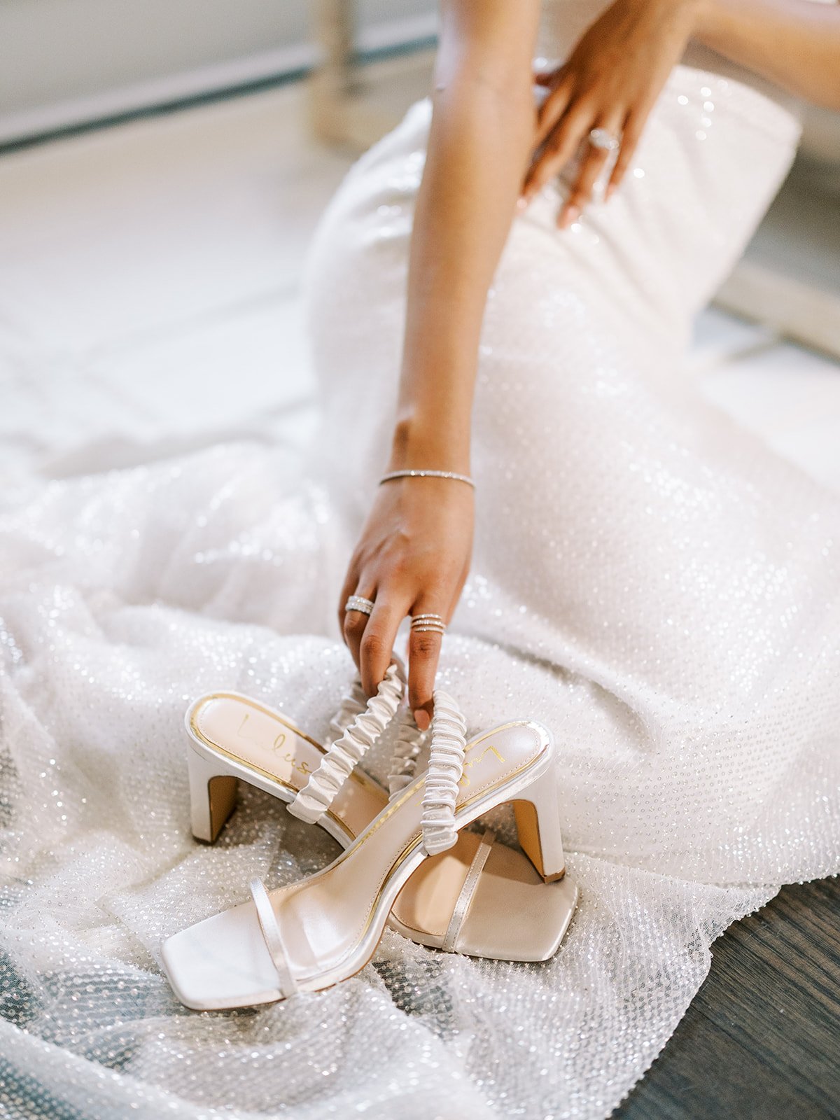 lulu's bridal shoes in a brides of austin styled shoot featuring an alena leena wedding dress.
