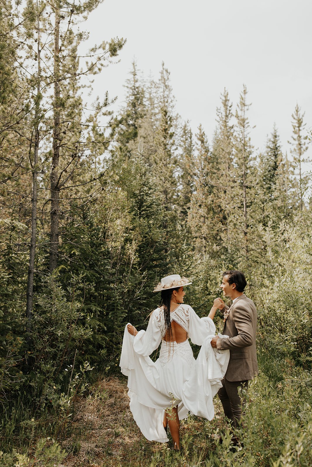 bridal portraits in the woods with a boho vibe.