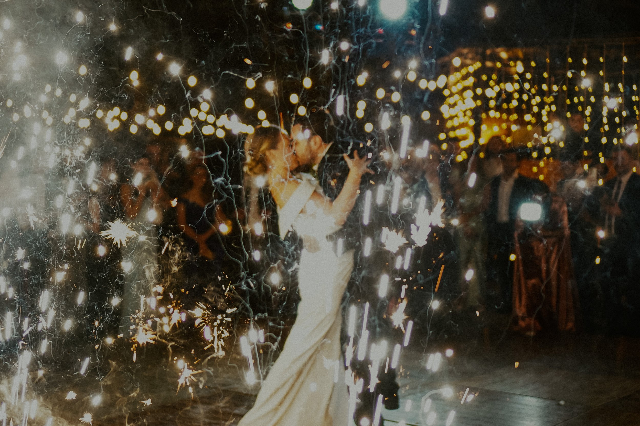 dramatic sparkler exit in this destination wedding