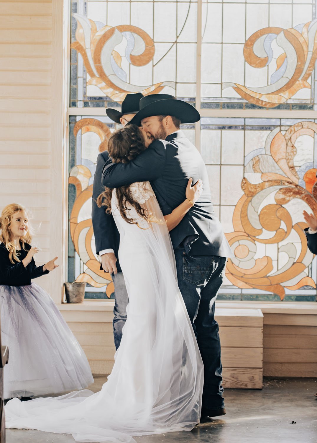 a romantic texas country chapel wedding featuring a alyssa kristin wedding dress