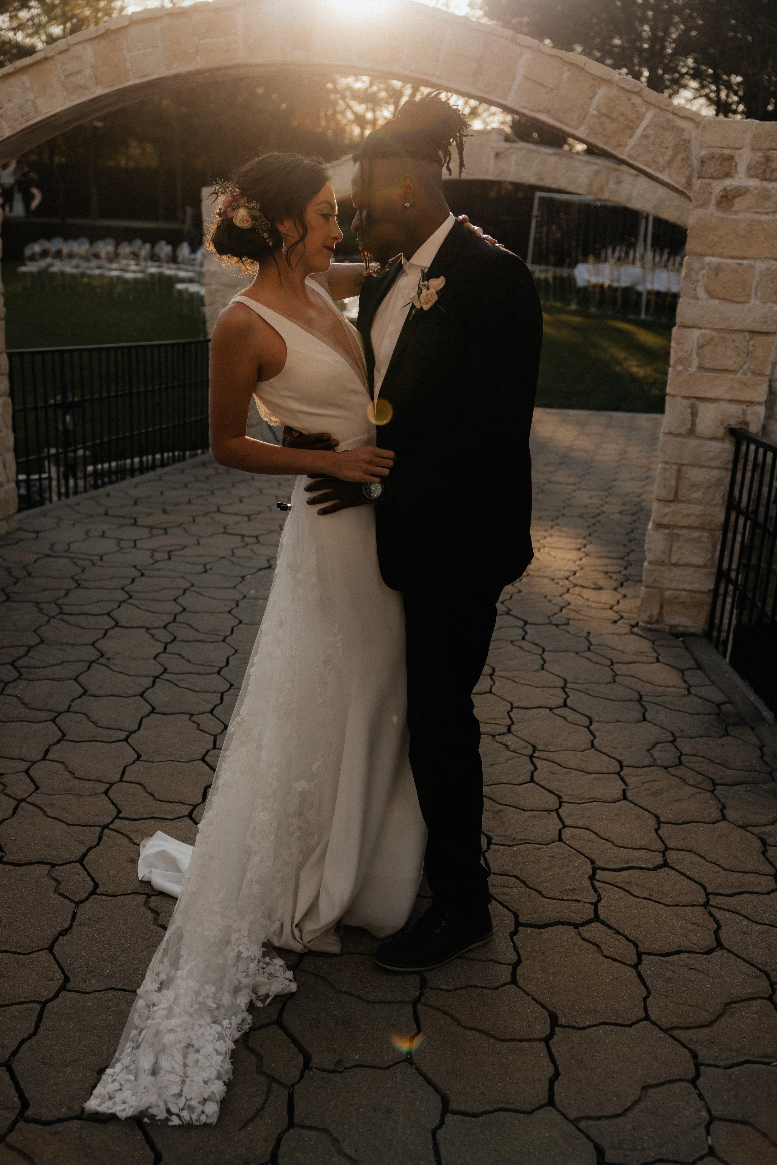 a romantic couple in this styled shoot featuring the mattea wedding gown by anais anette