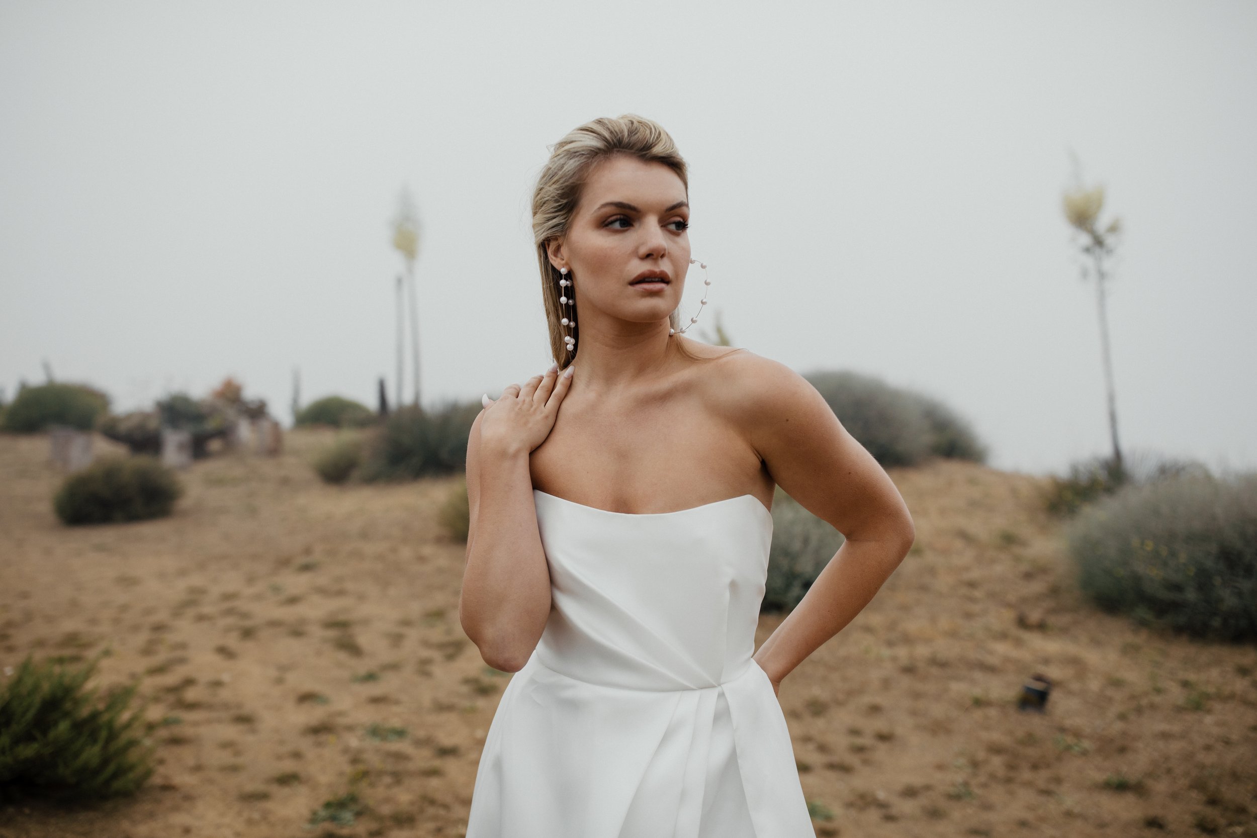 a classic and unique a-line strapless wedding gown by alena leena