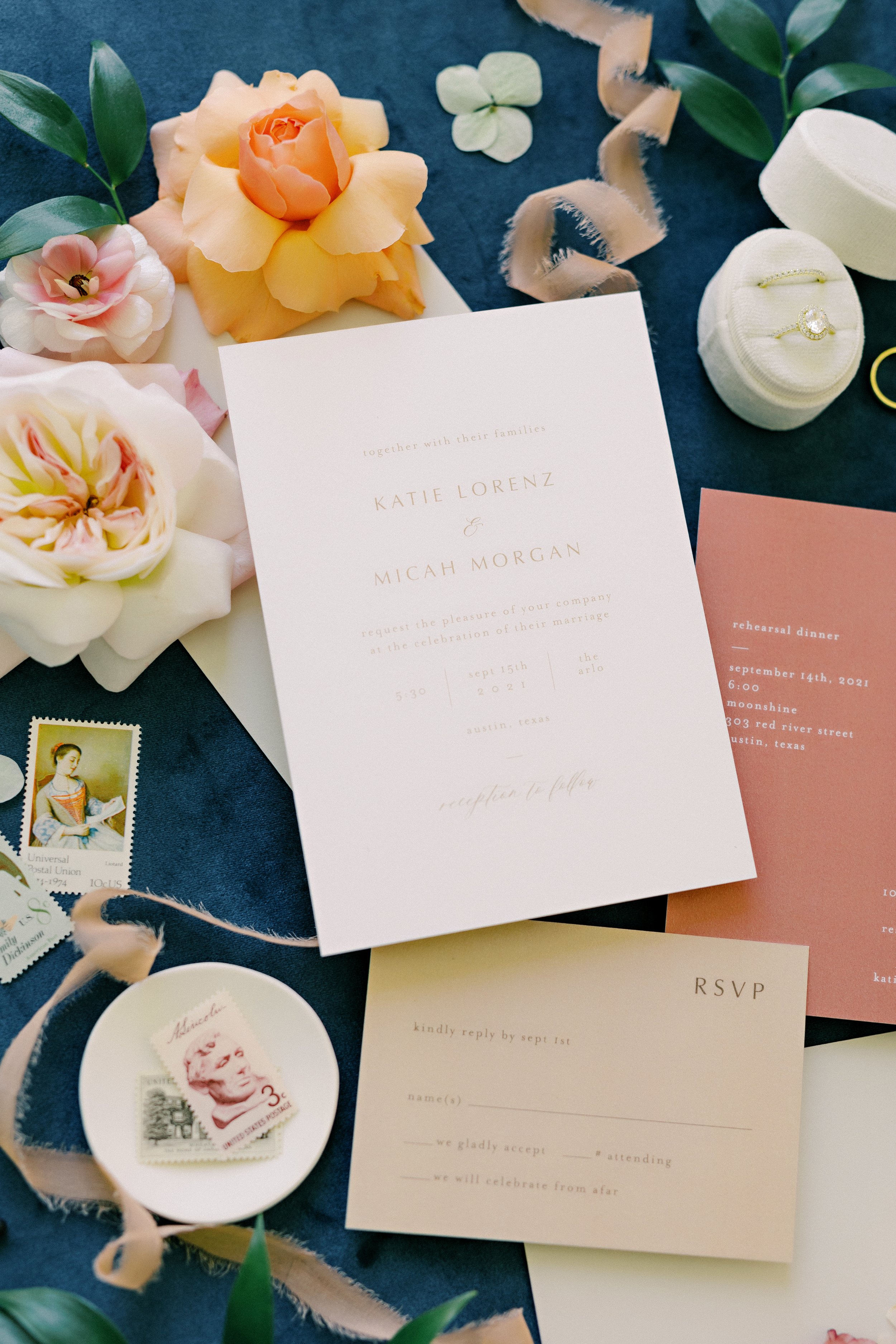 fall themed wedding invitations and details in this styled wedding featuring a madi lane wedding dress