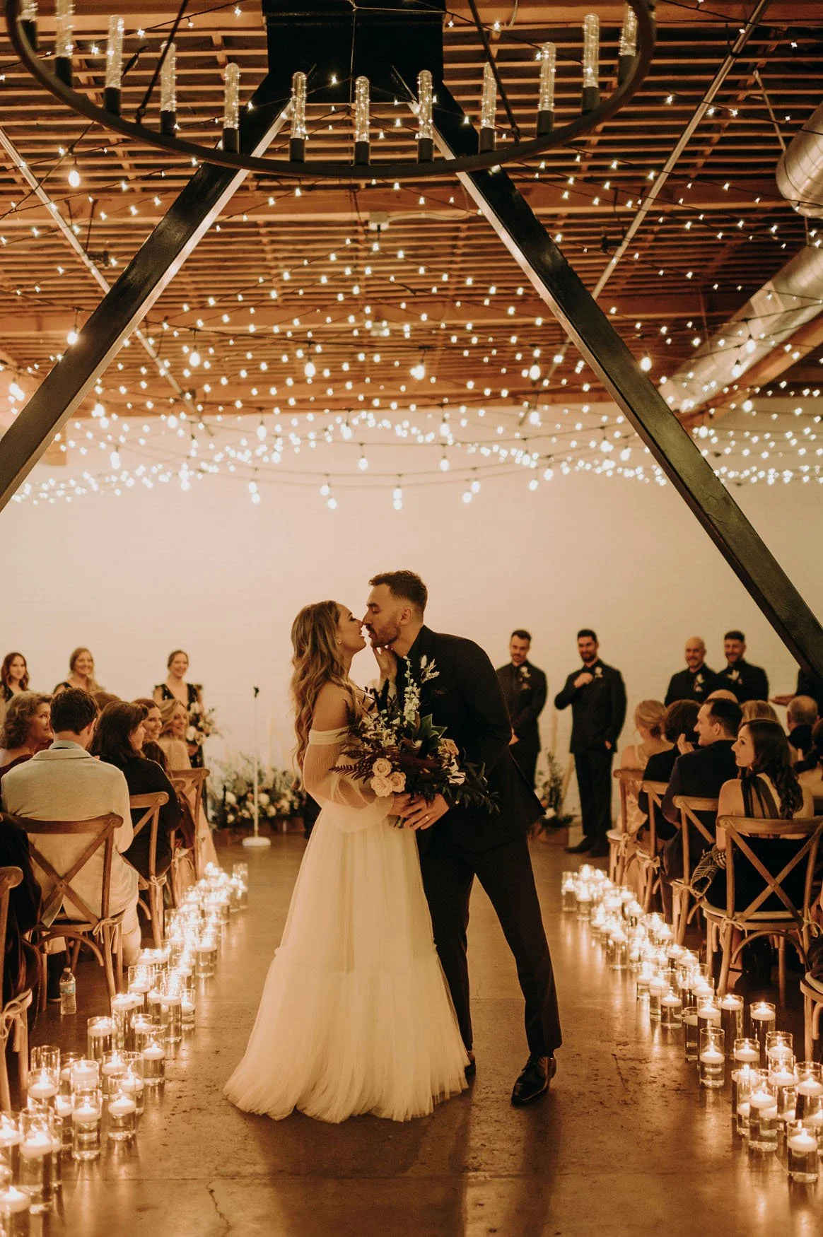 wedding dress with fairy lights One of a Kind LED Fairy Lights Tulle Wedding Train: Enchanting Light-Up Design L / White main image 1