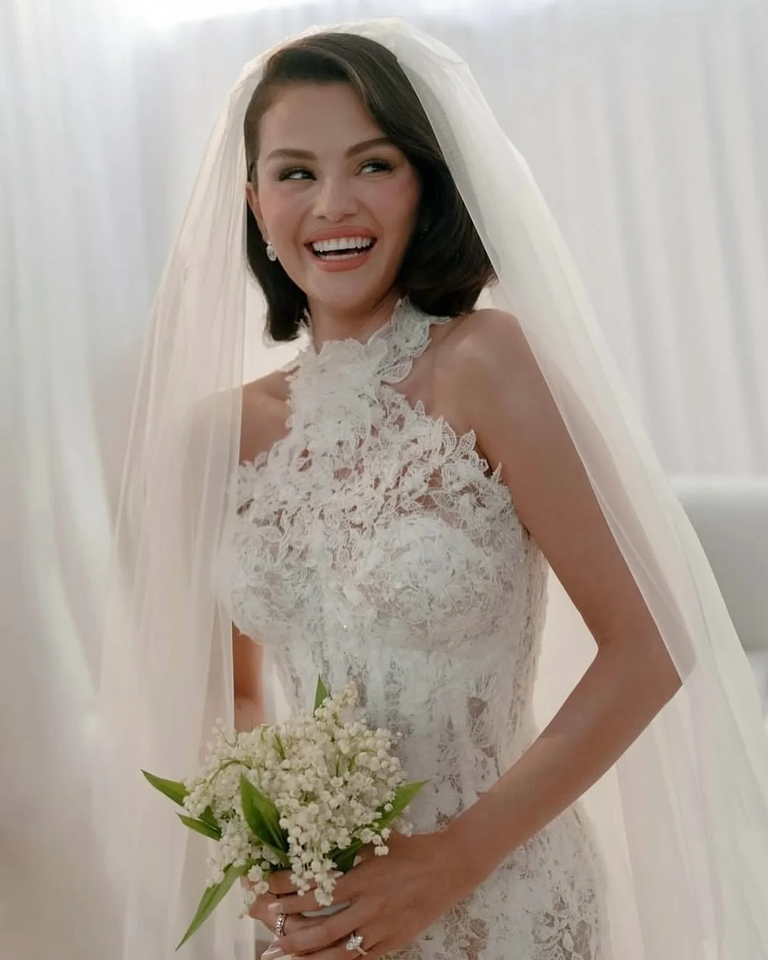 so magical it feels like we&rsquo;re back on waverly place! 😉✨ @selenagomez &amp; @bennyblanco tied the knot over the weekend &amp; we can&rsquo;t get enough of this @ralphlauren halter neck gown, so we wanted to share some inspo of our own 🤍

sele
