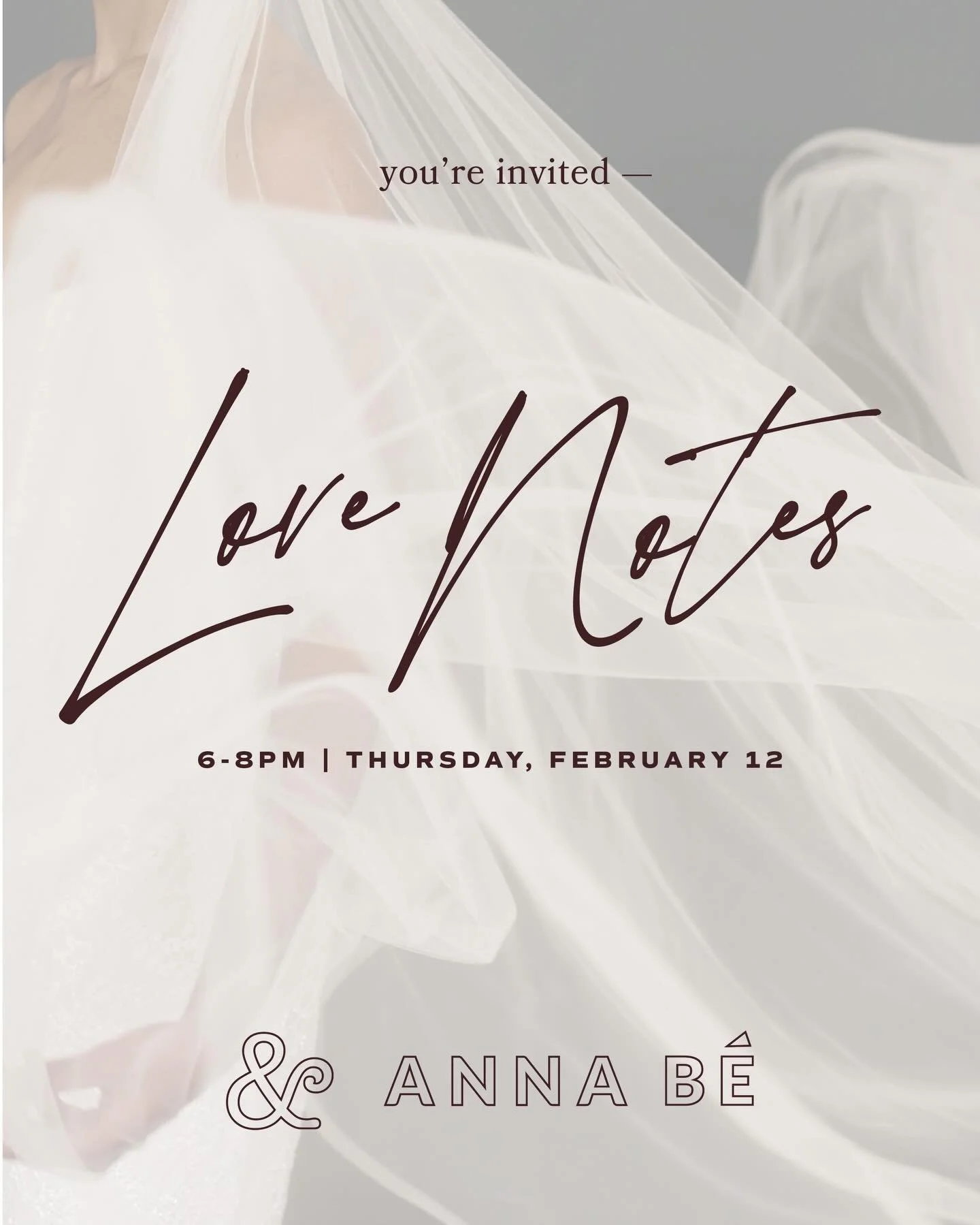 you&rsquo;re all invited 💌

we are excited to formally invite you (yes you!) to your local a&amp;b&eacute;, anna b&eacute; or a&amp;b&eacute; x anna b&eacute; location for a celebration of the bridal industry, love, and community, right in time for 