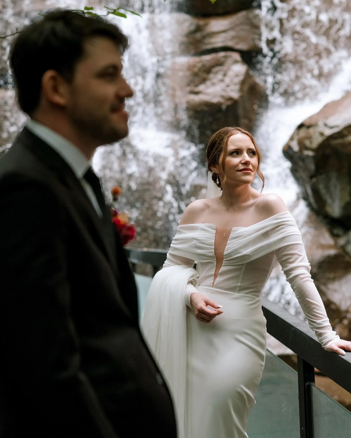 a&amp;b&eacute; real bride justine &amp; scott in @taralatour 🤍 from the bright colors to the dress itself, we love this day &amp; want to wander around the city with these two 🥹

dress | mccartney by @taralatour via @aandbebridalshop #portland

ph