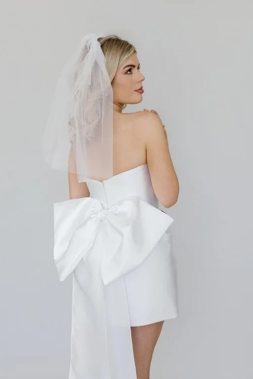 bridal shops with short dresses Short Bridal Wedding Dress with Corset Bodice Strapless Wedding Dress with Sweetheart