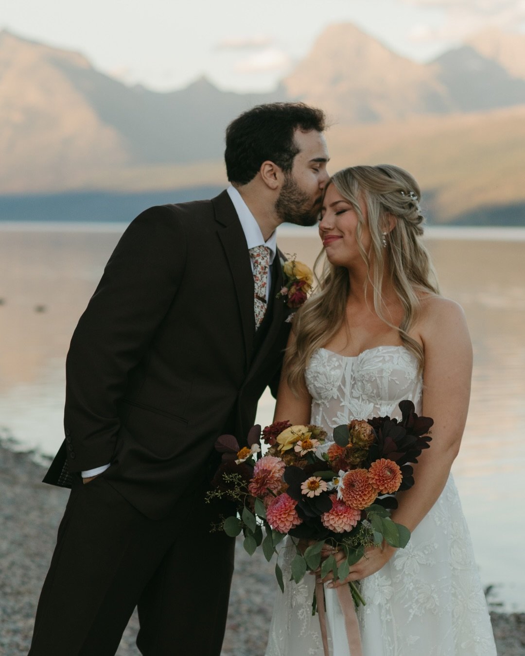 celebrating the love between a&amp;b&eacute; x anna b&eacute; bride amber &amp; ryan and their quaint, breathtaking wedding at glacier national park, featuring @alenaleenabridal 🤍✨

congratulations to this beautiful couple &amp; their beautiful day!