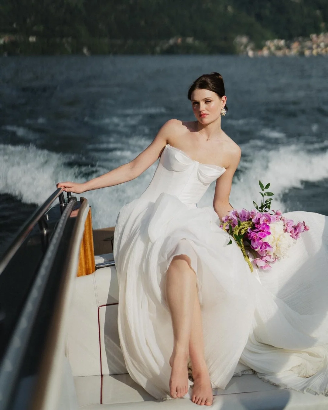 this lake como elopement between a&amp;b&egrave; bride abby &amp; cameron is straight out of a vogue magazine 😍✨ congratulations to the beautiful couple!

dress &lsquo;salome&rsquo; by @saintbridal via a&amp;b&eacute; #charlotte
photos | @photografi