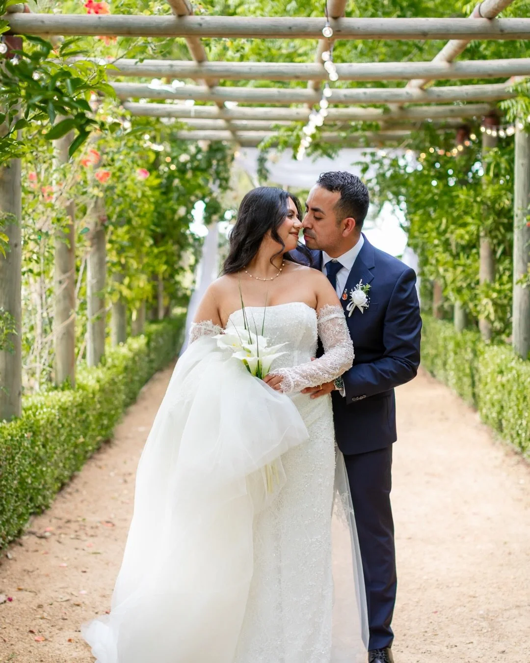 swooning over this vineyard wedding between a&amp;b&eacute; bride hazel &amp; alex, featuring a @mwlbride bridal look ✨

congratulations to the villegases! 🥂

dress | haven by @mwlbride via @aandbebridalshop #sacramento
sleeves &amp; overskirt | @mw
