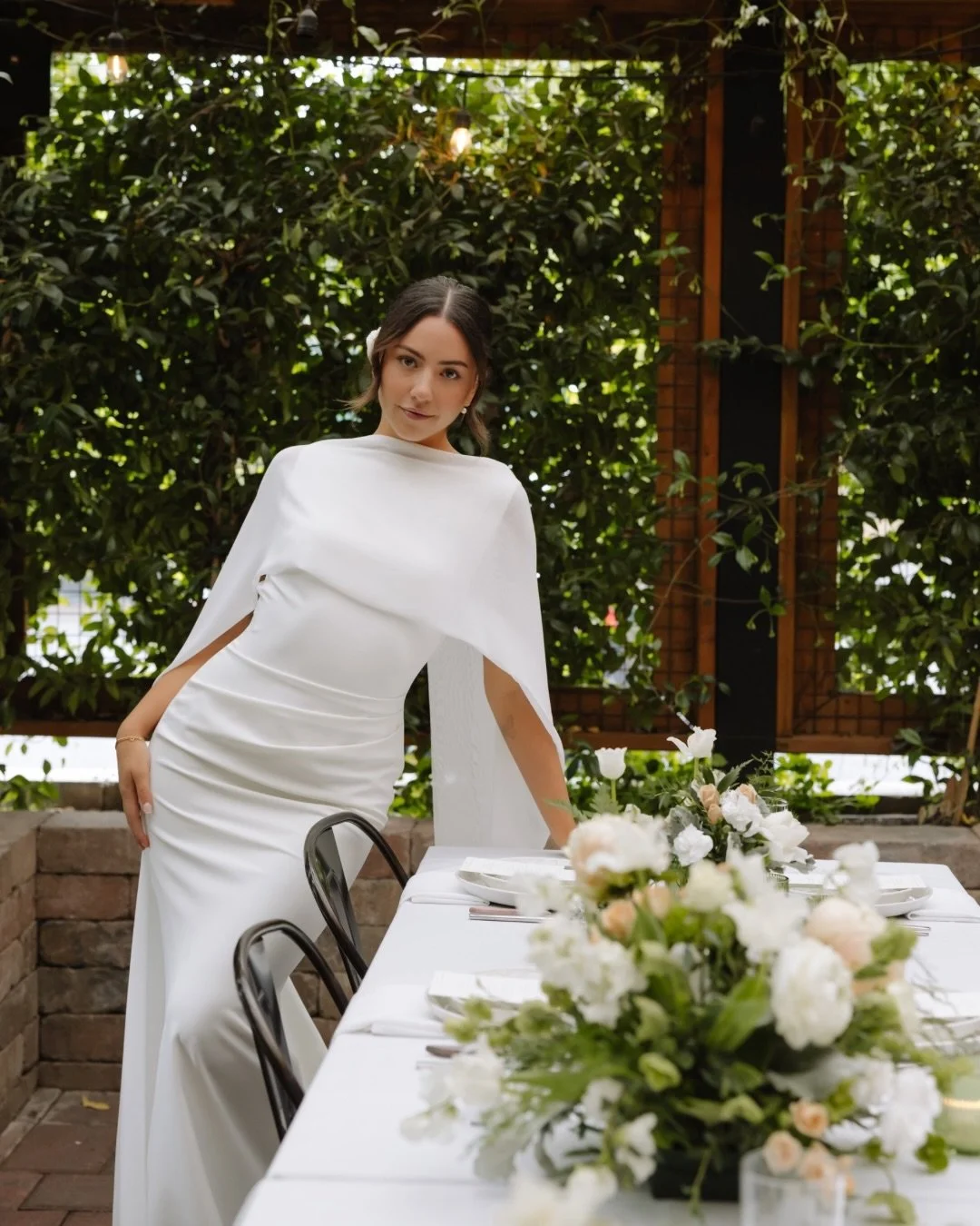 you&rsquo;ll want to save this as inspo for your intimate wedding reception 🤍

dress | gates by @mwlbride via a&amp;b&eacute; #portland
photography | @kmtphotos_
venue &amp; food | @oxpdx
florals &amp; styling | @belleflowerfarm

#outdoorreception #