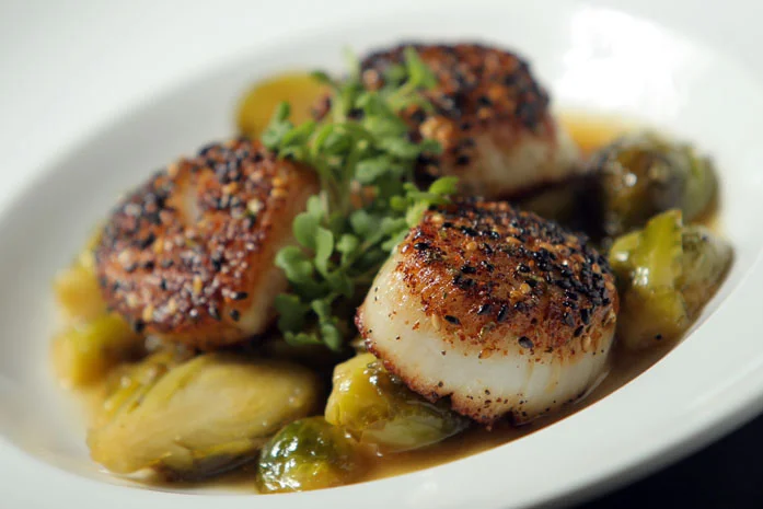 Seared scallops at the Vin Room