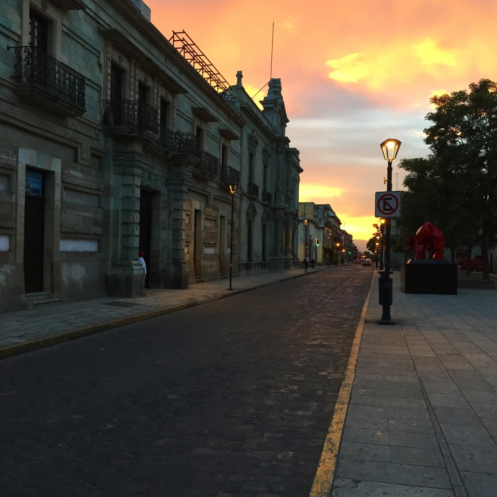 Oaxaca City at sunrise after my red-eye bus ride on an ADO Plantino from D.F. to Oaxaca. This sight made the *trying* to sleep in a bus part well worth it.