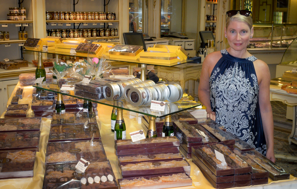 Shannon at the Nice chocolate shop, Maison Auer