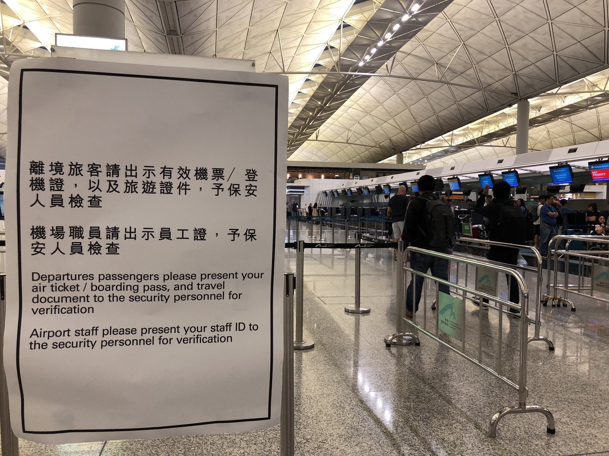 Stringent new security checks have been introduced at HKIA as protests continue at the airport.